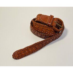 Talbots Womens Brown Braided Leather Belt Size L 90s Classic Grunge Preppy Y2K